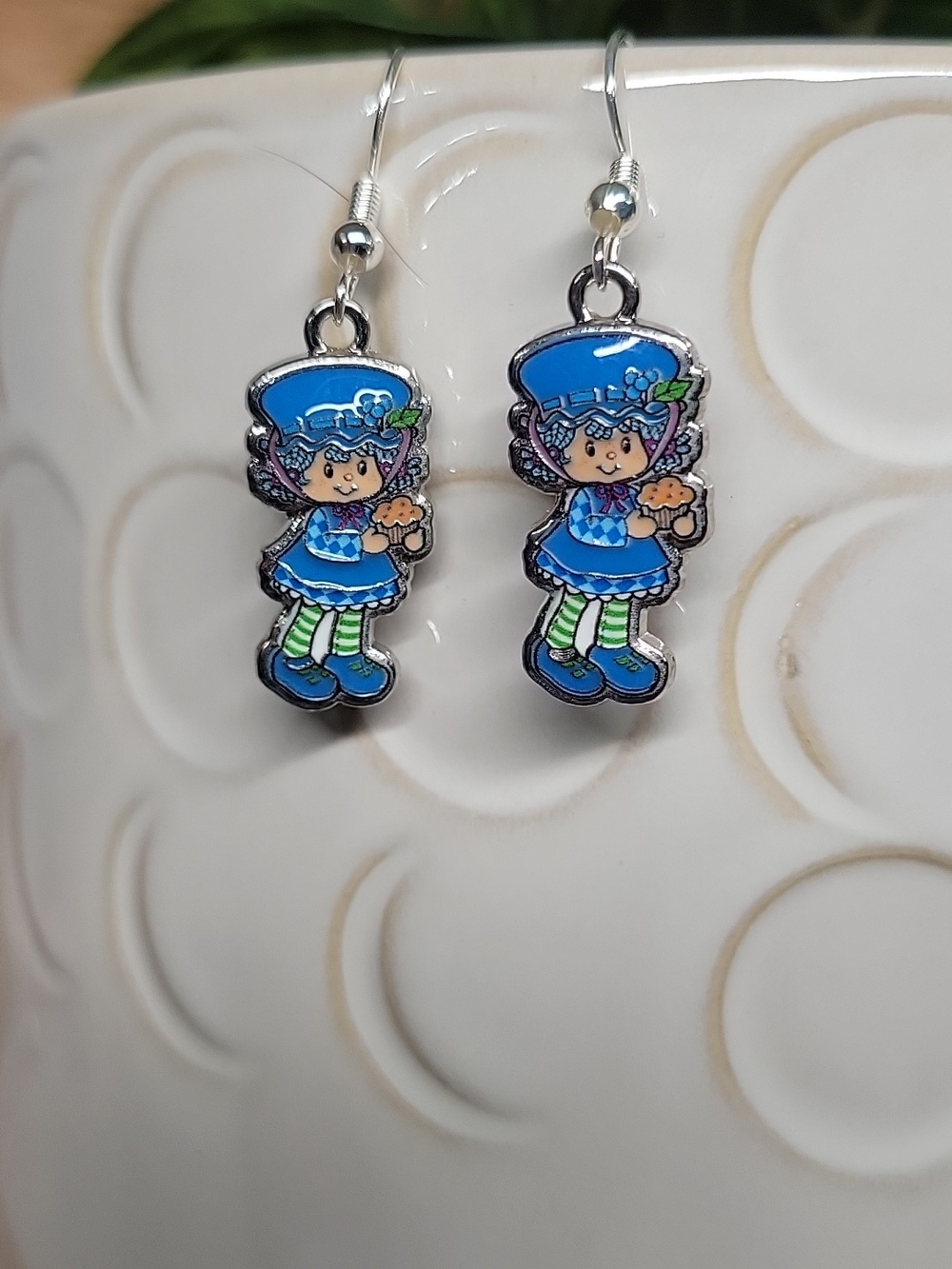 BLUEBERRY MUFFIN DOLL CHARM DROP EARRINGS
